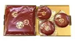 新品 山中塗 合成漆器 お盆＋丸皿セット 朱塗り 金柄 来客用 和食器 箱付き