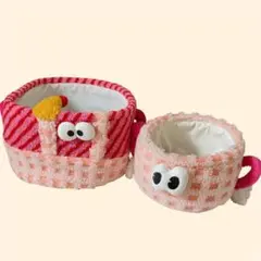 バスケット収納 かわいい 見せる ピンク 整理 かご ファブリック 小物