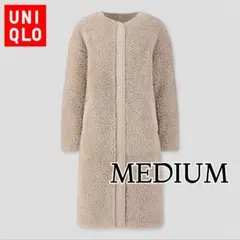 タグ付き新品　М ナチュラル　ユニクロ　ボアフリース ノーカラー コート
