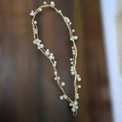 『結婚式』パール装飾のエレガントヘアバンド ヘッドドレス