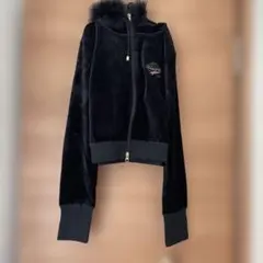 Love You LA ファー付き黒パーカー