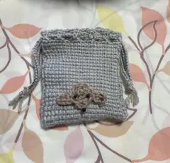 犬モチーフ　グレー の巾着袋