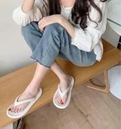 シンプル ビーチサンダル シャワーサンダル ホワイト 24.5 男女兼用 新品