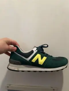 New Balance 574 グリーン/イエロー スニーカー