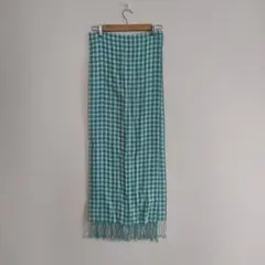 チェック柄グリーン大判ストール