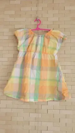 アプレレクール　80　オレンジチェック　ワンピース　リボン　女の子のサムネイル