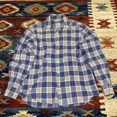 美品　AIR ON チェック柄 長袖シャツ ブルー系 Mサイズ　チェックシャツ