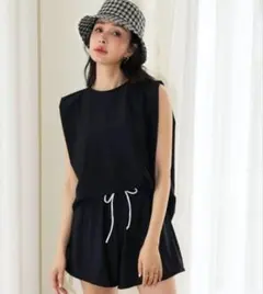 ラッシュガード レディース ブラック タンクトップ＆ショートパンツ セット