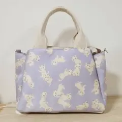 ハンドメイド 3roomsバッグ フランシュリッペ うじゃうじゃねこ パープル