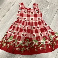 シャーリーテンプル110 いちご柄チェックワンピース