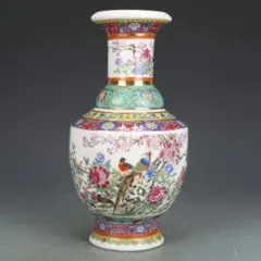 花鳥冬瓜瓶 景徳鎮 陶磁器 装飾品 現代工芸品 美術品 置物 - メルカリ