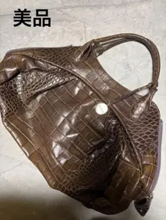 美品　フルラ　レザー　トートバッグ　クロコ型押し