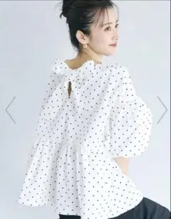 Coca パリフワバックリボンブラウス ドットのサムネイル