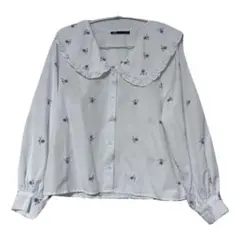 ZARA フリル襟刺繍入りブラウス