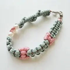 スマホハンドストラップ☆リボン☆ブルーピンク