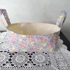 リバティパッチワークデザイ花柄の布製バスケット34