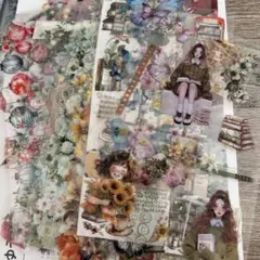 コラージュ　おすそ分け　シール　ダイカット　素材紙　詰め合わせ50点以上