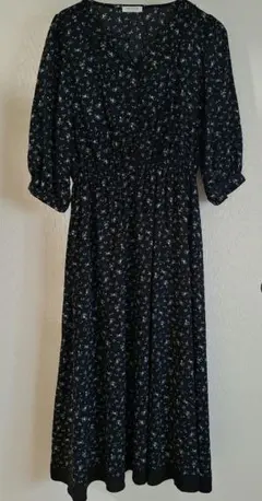 GLACIER 花柄 七分袖 ロングワンピース L