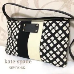 【美品】ケイトスペード　ショルダーバッグ　斜めがけ　モノクロ　柄　ポシェット