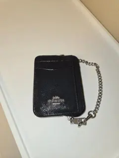 COACH ネイビーレザーカードケース