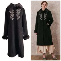 アクシーズファム ロングコート 刺繍 ファー