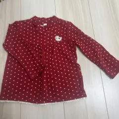 ベビー赤いドット柄長袖Tシャツ