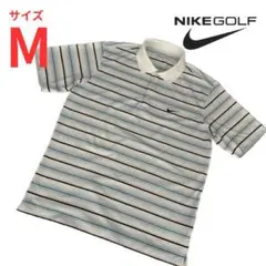 【美品】ナイキゴルフ Dri-FIT ポロシャツ Mサイズ ボーダー柄 伸縮性◎
