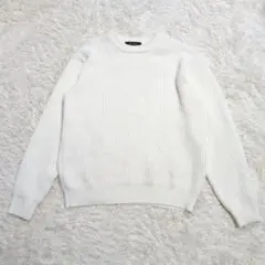ナノユニバース ニット セーター リブ プルオーバー アイボリー M