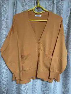 新品未使用samansa mos2 blue オレンジ色カーディガン　M