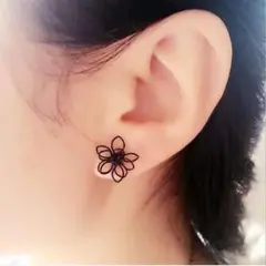 花 ワイヤーピアス ハンドメイド アクセサリー シンプル 誕生日 プレゼント
