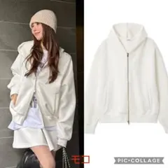 新品タグ付　ダンボールジップアップパーカー　白