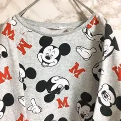 Ｈ＆Ｍ　ミッキー総柄プリント　スウェット　ディズニー　Ｌ　グレー☆