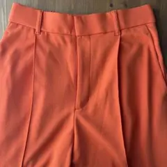 GU オレンジ プリーツ入り ワイドパンツ　M