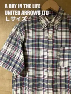 美品✨ユナイテッドアローズ　ネルシャツ　半袖　Lサイズ