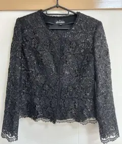 Zibeline ブラック　レース ノーカラー　ジャケット 11AR イギンのサムネイル