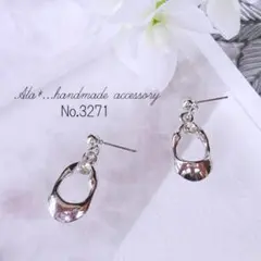 No.3271　ぷっくりフープシルバービジュー付　ピアス/イヤリング