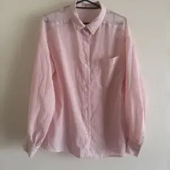 ピンクストライプシアーシャツ　FREESIZE