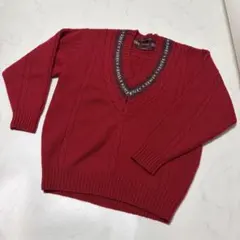 CHAPS RALPH LAUREN Vネック ニット セーター 赤