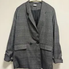 グレー系チェック ダブルボタン テーラードジャケット
