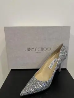 JIMMY CHOO シルバー グリッターハイヒール