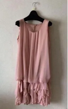 結婚式　パーティードレス　ワンピースドレス　お呼ばれ　ピンク　シンプル