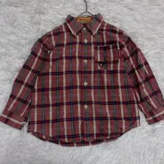 miki house ミキハウス 赤系 チェック柄 シャツ 90cm