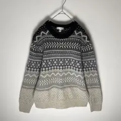 総柄 ノルディック柄 グラデーションニット セーター 幾何学
