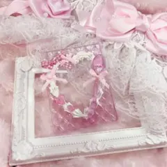 ホイップデコ クリアケースデコ リボン ハート 量産型 ピンク