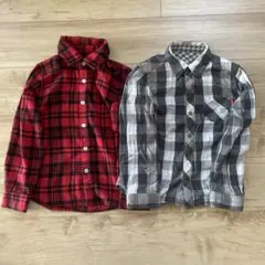 moujonjon/SHISKYチェック柄長袖シャツ 2枚セット130