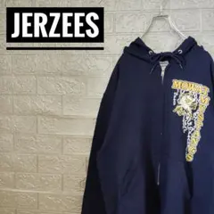 海外製ジャージーズJERZEES 古着ジップスウェットパーカー紺M