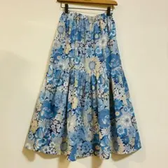マリハ】草原の虹のスカート ティアード マキシ丈 花柄 コットン