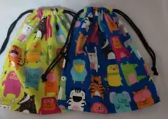 残1　★特価【ハンドメイド】コップ入れ2枚/18*20/ あにまる