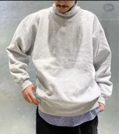 H BEAUTY&YOUTH REVERS MOCK SWEAT モクグレー　M