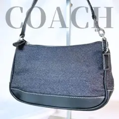 COACH コーチ デニム アクセサリーポーチ ミニバッグ ネイビー